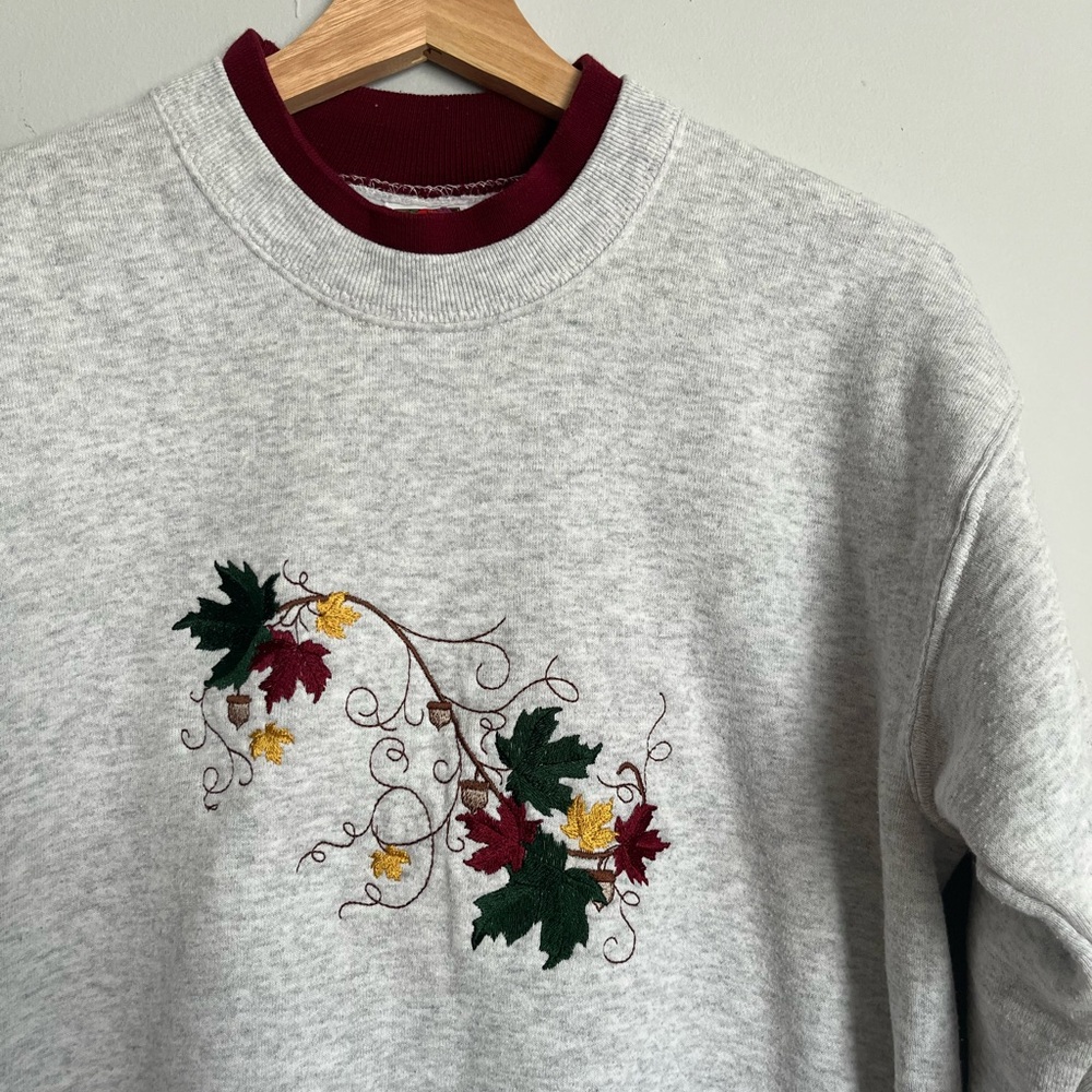 Adorable Fall Embroidered Crew Neck - Picture 2 of 5